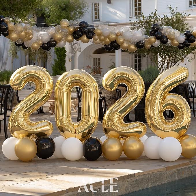 AULE 40 Inch Large 8 Balloon Numbers Light Gold, Big Foil Number Balloons, Giant Helium Happy Birthday Party Decorations for Man and Women, Huge Mylar Anniversary Party Supplies