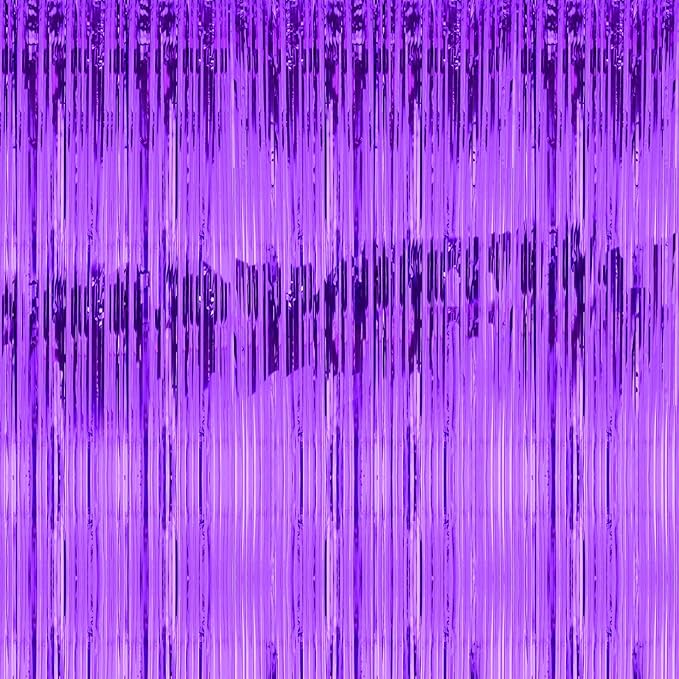 3ft x 8ft Foil Fringe Backdrop Curtain, Metallic Tinsel Foil Fringe Curtains, Party Streamers Backdrop, Baby Shower Birthday Holiday Celebration,Party Decorations (Darkpurple)