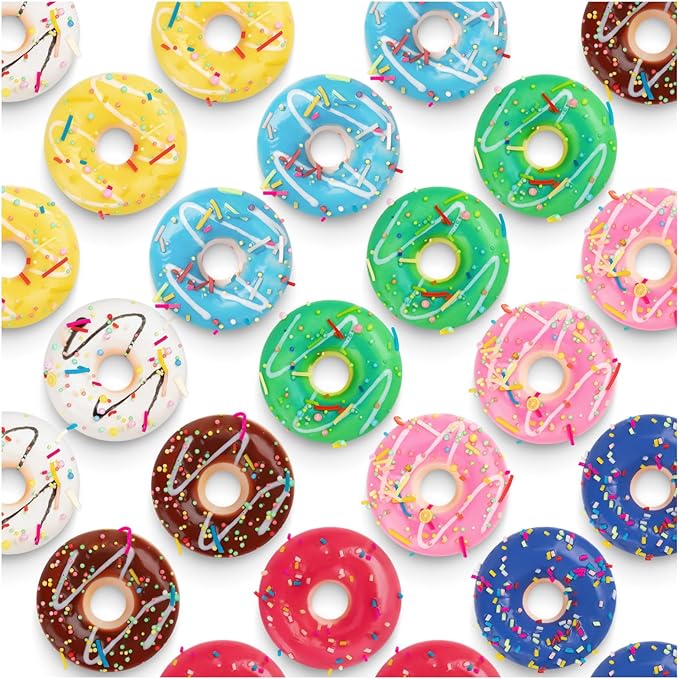 8pcs Donut Stress Ball, 2" Artificial Donut Stress Relief Exercise Balls, Small Fake Donuts for Birthday Party Favors, Shop Decoration, Shooting Props Display