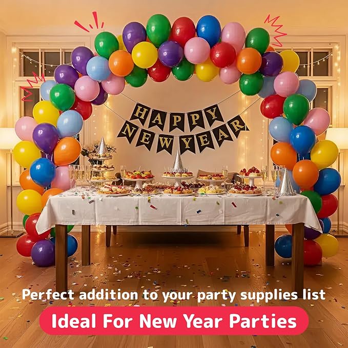 Prextex 300 Party Balloons 12 Inch 10 Assorted Rainbow Colors - Bulk Pack of Strong Latex Balloons for Party Decorations, Birthday Parties Supplies or Arch Decor - Helium Quality