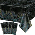 4Pcs Black Holographic Tablecloth Rectangular Black Iridescent Tablecloth Shimmer Metallic Table Covers for Halloween Anniversary Graduation Retirement Party Supplies, 54 x 108inch