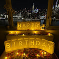 Happy Birthday Decorations for Women & Men - Surprise Set with Light Up Letters, 30 Tea Light Candles, 2000 Red & Pink Rose Petals - Luminary Bags to Create a Beautiful Happy Birthday Banner Sign
