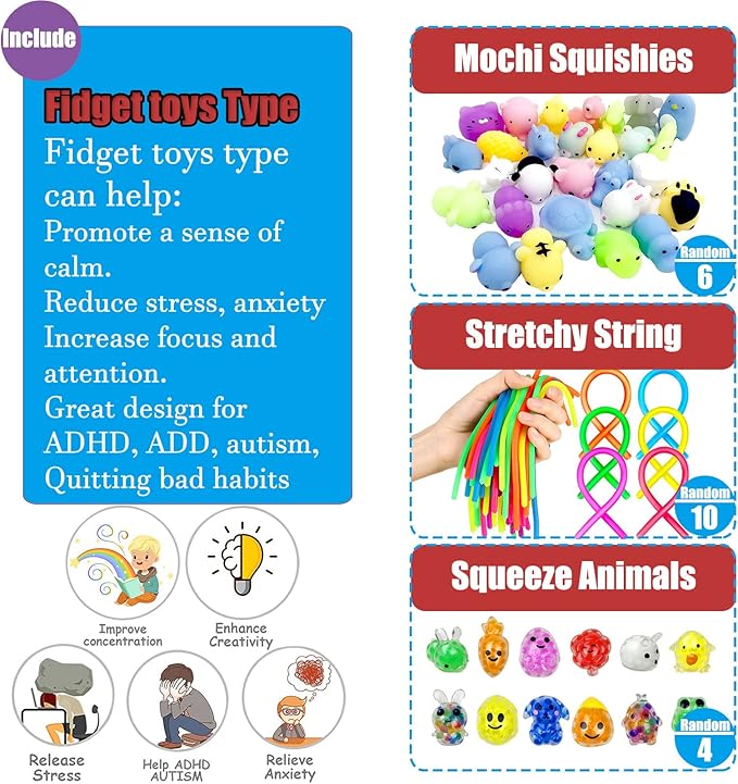 Leeche Premium Pop Party Favors Toys for kids,107PCS Prize Box Toys for All Ages kids,Birthday Party, School Classroom Rewards, Carnival Prizes, Pinata Fillers, Treasure Chest, Goody Bag Fillers