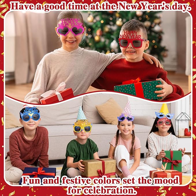 Shappy 6 Pcs 2026 Happy New Year Eyeglasses, Happy New Year Party Favors Sunglasses, Eve Glasses for Women and Men
