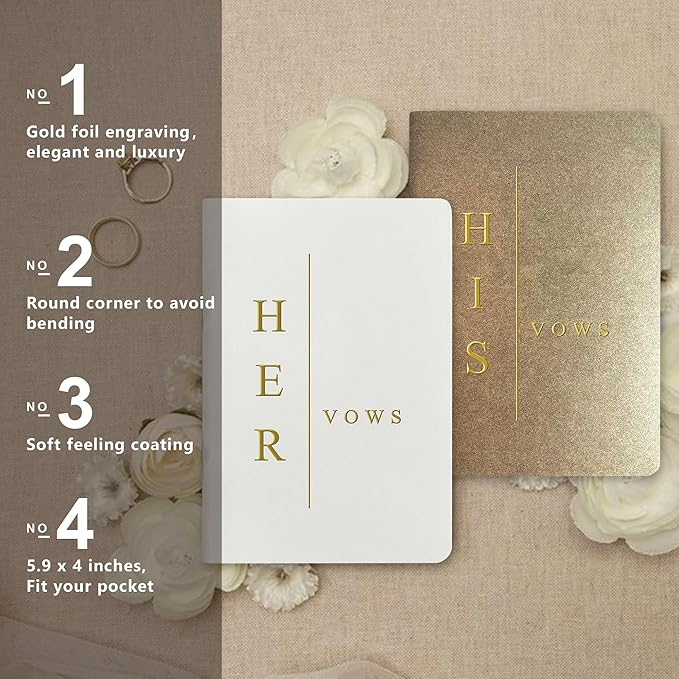 WeddingGiftsWedding Vow Books His and Hers, Wedding Vow Books with Soft Touch Gold Foil Engraving, Wedding Essentials, Wedding Accessories