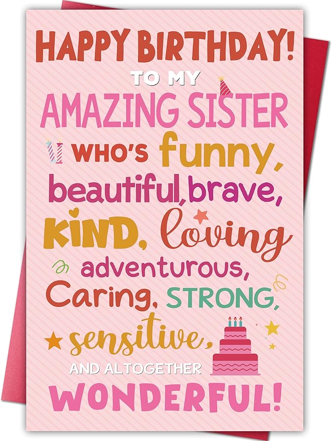 Funny Sister Birthday Card, Best Sister Greeting from Brothers or Sisters, Heartfelt Appreciative Birthday Card Gift for Her Women