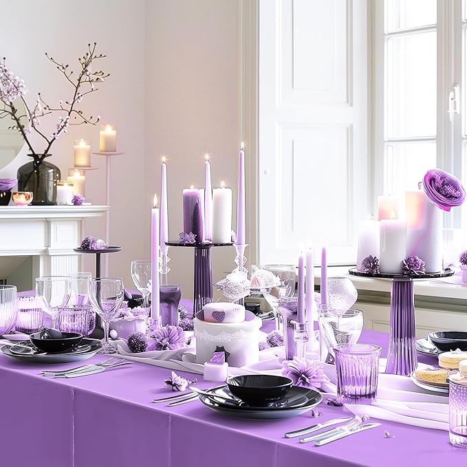 1 Piece Light Purple Foil Tablecloth 54*72inch Plastic Birthday Party Table Cloths Disposable Waterproof Table Cover for Halloween Bridal Shower Wedding Anniversary Baby Shower Elegant Party Supplies
