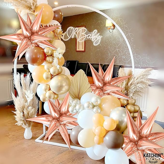 KatchOn, Huge Rose Gold Starburst Balloons - 26 Inch | Star Balloon, Rose Gold Party Decorations | Spike Balloon for Mylar Balloons Decoration | Graduation Decorations 2025