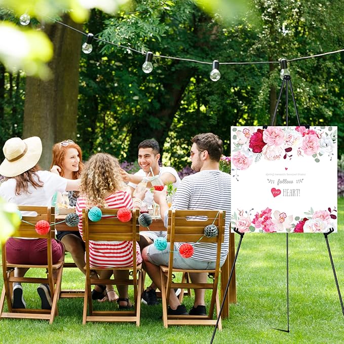 RRFTOK 63'' Instant Easel,Easel Stand for Display,Art, and Crafts,Foldable Portable Ground Easel for Wedding Banner and Poster Display Stand,Easel Display Metal Tripod with Portable Bag.