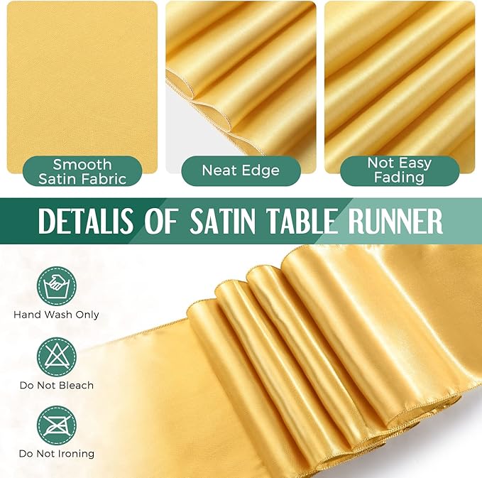 Breling 8 Pack Green and Gold Disposable Plastic Tablecloths and Satin Table Runner Set, 54 x 108 Inch Tablecloth, 12 x 108 Inch Table Runners for Wedding Graduation Birthday Baby Shower New Year