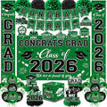 Graduation Decorations 2026 Green Party Decor Set with Congrats Grad Banner, Class of 2026 Backdrop, Balloons, Box & Streamers Supplies for High School & College Celebrations