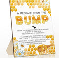 Roowest Cool Baby Shower Tabletop Decoration a Message from the Bump Wooden Baby Shower Games Sign Greenery Cute Gender Reveal Party Thank You Sign, 11.2 x 8.66 Inches(Bee)