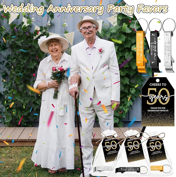 50 Sets 50th Birthday Party Favors for Guest We Still Do 50 Years Bottle Opener Keychain Thank You Cards and Bags 50th Wedding Anniversary Souvenirs Return Gift