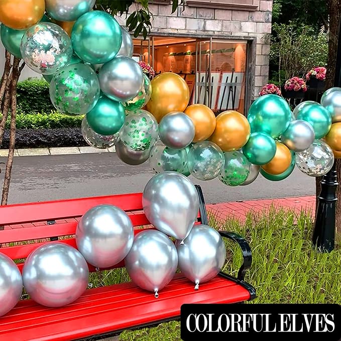 12 Inch 100 Pcs Latex Metallic Chrome Balloons Helium Shiny Thicken Balloons Party Decoration (Silver)