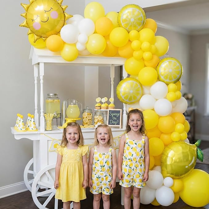 Yellow lemon Balloon Garland Arch kit with Sun lemon mylar Balloons for Summer birthday main squeeze Bridal Shower Sweet Baby shower Lemonade Party Decorations lemonade stand supplies (Yellow)