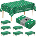 6 Pack Clover Checkered Disposable Plastic Tablecloth 54" x 108" Green Shamrock Party Table Cloths Disposable for 6 to 8 Foot Tables St Patricks Day Party Indoor or Outdoor (Clover Checkered)