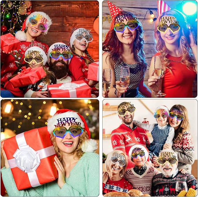 4 Pack Happy New Year Eyeglasses Fancy New Year Party Glasses Funny Sunglasses Eyewear