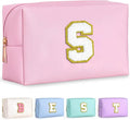 TOPEAST Birthday Gifts for Women Teen Girls - 4 5 6 7 8 9 10 11 12 Year Old Girls Birthday Gifts, Travel Makeup Bag, Initial Cosmetic Bag Toiletry Pouch (Pink S)