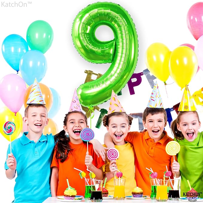 KatchOn, Giant Light Green Number 9 Balloon - 40 Inch | Foil 9 Birthday Balloon for 9th Birthday Decorations | 9th Anniversary Decoration | Green Party Decoration