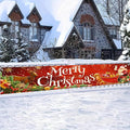Merry Christmas Decorations Banner Polyester Fabric Santa Sleigh Reindeer Holiday Design Outdoor Porch sign for Indoor Outdoor Garden Fence Party 118x20 Inch Supplies Banners
