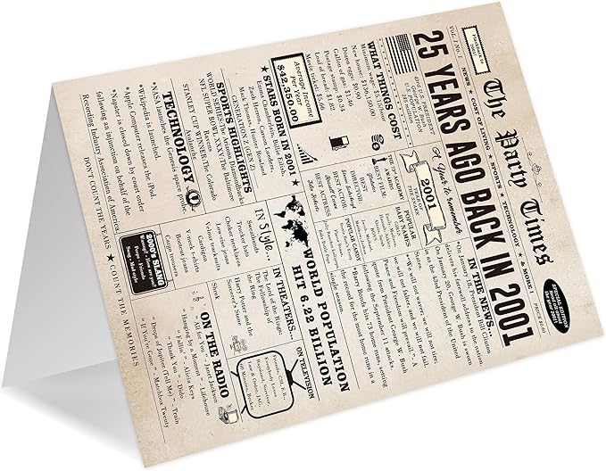 Ziwenhu Vintage 25th Birthday Cards Decorations for Men Women, Jumbo 25 Years Old Bday Card, Best Gifts for 25th Anniversary for Wife Husband, 25th Birthday Gifts, Birthday Ideas for Turning 25