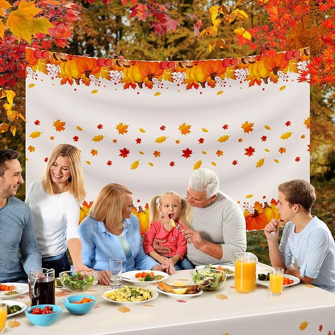 Slergut Thanksgiving Tablecloth Disposable 3 Pack, Thanksgiving Decorations for Party Fall Tablecloth Plastic 54" x 108" Table Decor Party Supplies Indoor and Outdoor Friendsfiving Fall Decorations