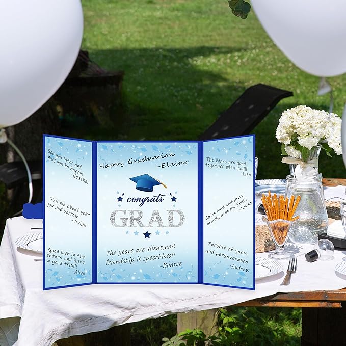 Vlipoeasn 2PCS Graduation Guest Book Alternative, Blue Silver Class of 2026 Graduation Party Decorations, Graduation Signature Book for 2026 College High School, Unique Graduation Gifts for Friends