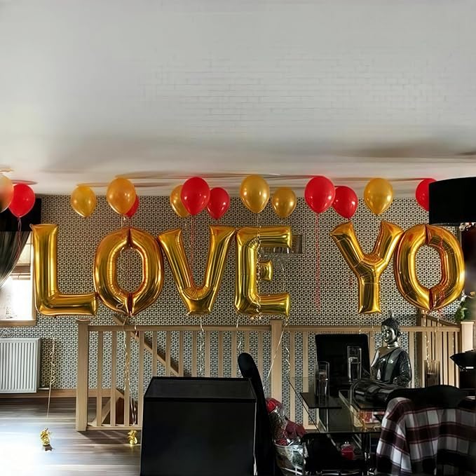 Custom Letters Balloon Gold, Large Helium Alphabet Name Balloon L Decor, 40 Inch Self Inflating Mylar Letter Foil Word Customize Balloons for Girls Women Birthday Anniversary Party Decoration Supplies