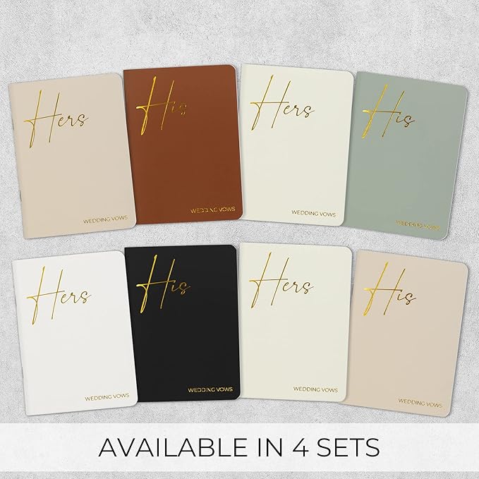 Elegant Vow Books With Gold Foil Lettering For Your Wedding - Perfectly Sized His and Hers Vow Books With Plenty Of Pages To Write Whatever is on Your Heart - A Beautiful Addition For The Wedding Day