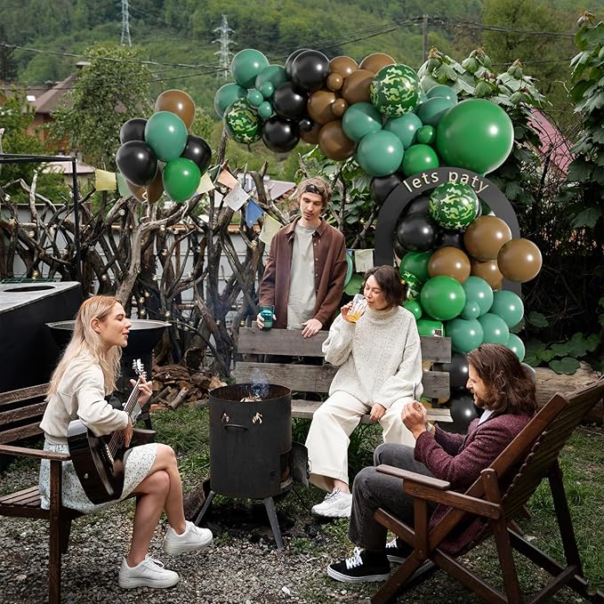 Camouflage Balloon Arch for Army Birthday Party Decorations, Green Brown Balloon Garland Kit for Military Camo Army Theme Party, Camo Balloon Arch for Hunting Soldier Jungle Birthday Baby Shower Party