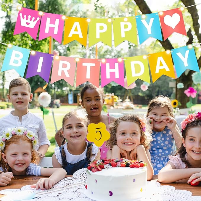 TaoBary 135 Pcs DIY Banner Custom Letters Kit Make Your Own Banner for Birthday Graduation Party Decor Include 107 Letters and Numbers, 16 Symbols, 2 String Lights, 5 Needles, 5 Rope (Colorful)