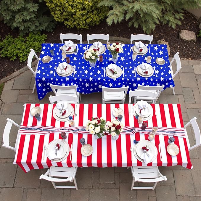 4th of July Party Decorations Set-American Flag Patriotic Theme Kit for Independence & Election Day Decorations, Disposable Plastic Tablecloth - for American Patriotic & 4th of July Decorations,2PCS