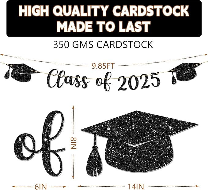 Graduation Decorations Class of 2025-9 ft No DIY Class of 2025 Banner, Graduation Party Decorations & Decor for Elementary, 5th Grade, 8th Grade, High School, College, Congrats Grad Sign