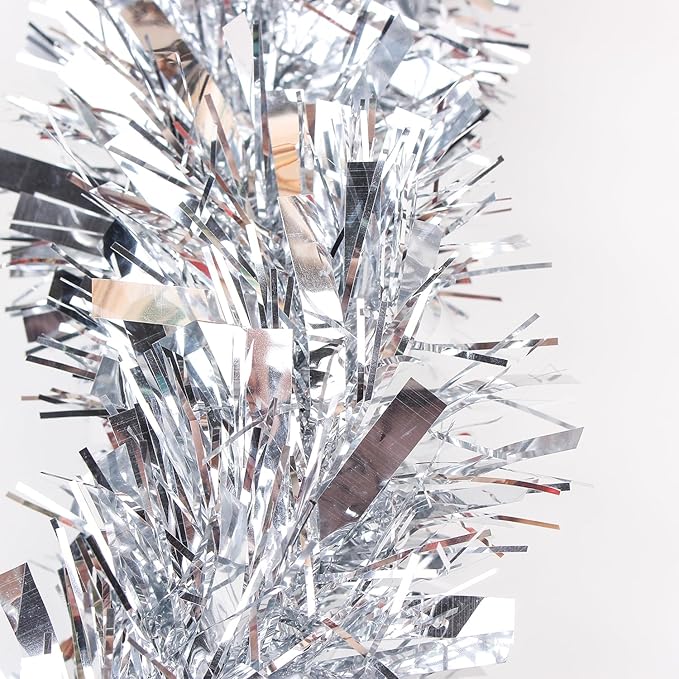 33FT Christmas Tinsel Garland,Silvery Shiny Metallic Foil Decorations for Parade Floats, Halloween, Christmas Tree, New Year Parties,Birthday Party,Indoor and Outdoor Disco Party Supplies