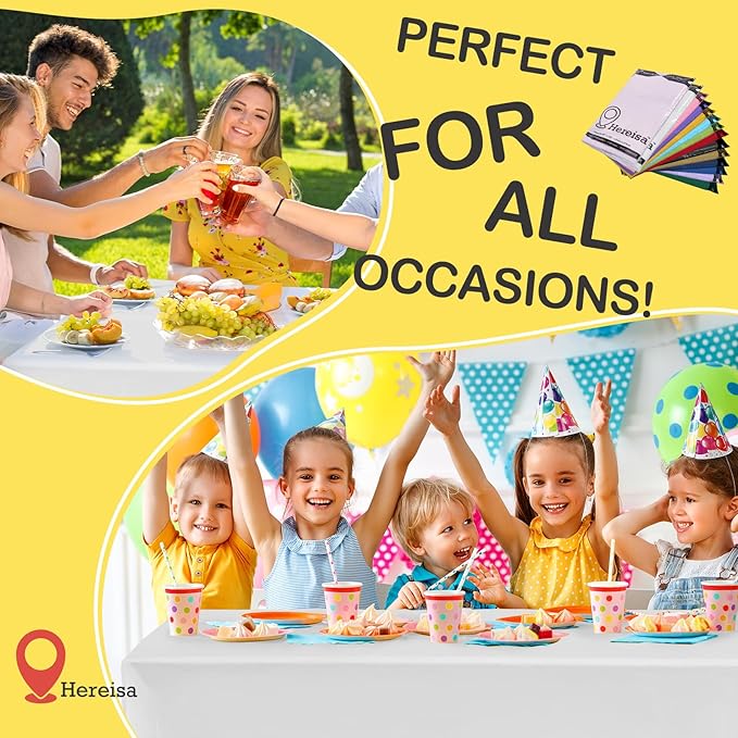 Premium Disposable Table Cloth - 12 Pack, 54 x 108 Inch Table Cloths for Parties, Decorative Tablecloths for Rectangle Tables, White Plastic Table Cover, Leakproof & Sturdy, White