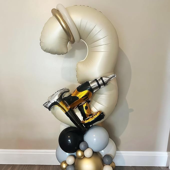 Cream 7 Balloon Number 40 Inch Cream White Number 7 Balloon Helium Mylar 7 Balloon for Birthday Party Decoration