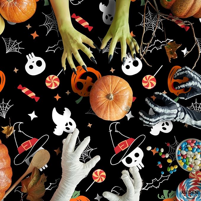 KatchOn Halloween Tablecloths - Large 54x108 Inch, Pack of 3 | Disposable Plastic Table Covers for Halloween Decorations Indoor, Outdoor | Spooky Decorations