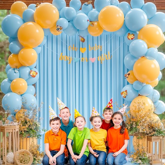 24x10FT Baby Blue Backdrop Curtains for Wedding Parties, Wrinkle Free Polyester Photography Backdrop Drapes for Wedding Baby Shower Birthday Parties Stage Background Stand Decorations 4x10ft,6 Panels