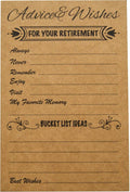 RXBC2011 Retirement Well Wish and Advice Cards Pack of 50 Rustic Kraft Retired Ideas Supplies and Decoration Happy Retiree Celebration Gift Bucket List Wish Funny Officially Retired