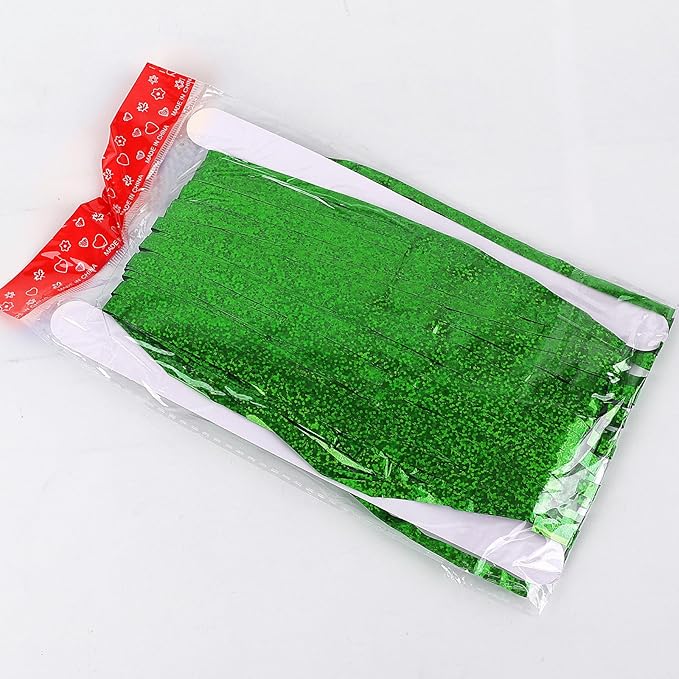 Green Backdrops Curtains Party Decorations for St Patricks Day Decoration Accessories, Tinsel Streamers Birthday Decoration Photo Booth Props for Football, 2Pack 3.28X6.56Ft
