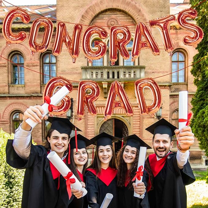 KALOR 16 Inch Orange Congrats Grad Banner Balloons, Orange Congrats Grad Letters Sign, Graduation Decorations 2026 for Graduation Party Decorations 2026