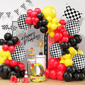 Race Car Balloon Arch Garland Kit - Red, Yellow, Black Party Decorations for Boys Birthday Theme Supplies