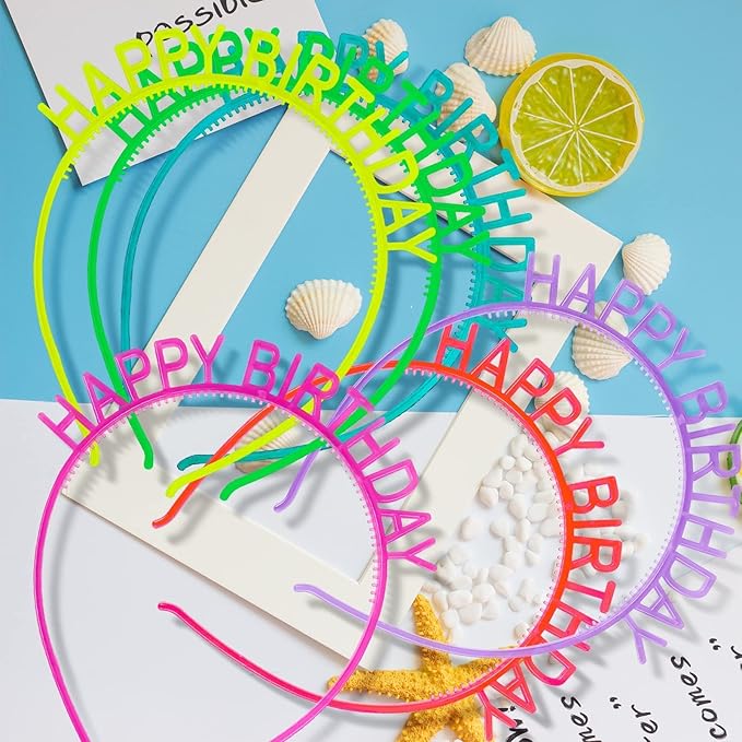 ZIRICHER 6PCS Birthday Girls Headbands, Luminous Crowns For Women Glow In The Dark Girls Headbands Kids Party (6 Colors Per Pack)