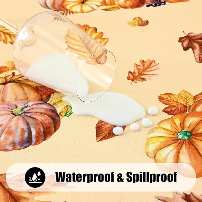 Smiry 2 Pack Rectangle Thanksgiving Table Cloth, Waterproof Elastic Fitted Tablecloths, Washable Polyester Rectangular Patio Table Cover for Autumn Harvest Parties (Pumpkin Sunflower, 30"x96")