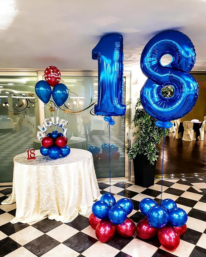 16 Number Balloons, Dark Blue Balloons for Man Woman 16th Birthday Decoration, Foil Number Ballon for 16, 61 Anniversary, Bridal Shower, Graduation, Halloween, Christmas, New Year