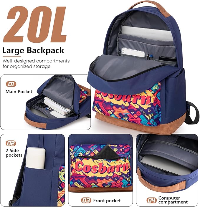 Cosbarn Carry On Luggage 22x14x9 Airline Approved, Hardside 20 Inch Carry on Suitcases with Wheels, Hard Shell ABS Lightweight Carry on Luggage Set, Travel Suitcase Set with TSA Lock, DarkBlue