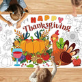 Thanksgiving Giant Coloring Poster,72 x 30 Inches Large Fall Thanksgiving Tablecloth/Banner for Kids DIY Coloring Tablecovers Gifts Turkey Pumpkin Fruits Fall School Classroom Home Party Supplies