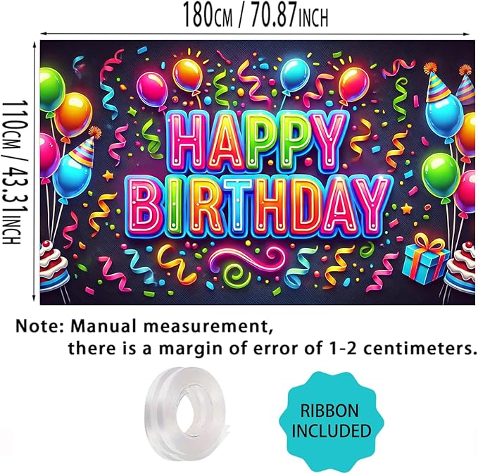 Nuxovilar Happy Birthday Banner Polyester 43x70.86 Inches Large Happy Birthday Banner for Kids Party Home Decoration Small Celebration
