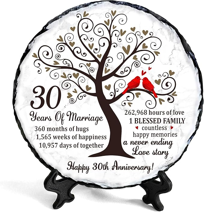 Pearl Couple Slate Plate – 30th Anniversary Wedding Gifts for Parents & Couples – Unique 30th Wedding Gift Ideas – 30 Years of Marriage Decoration, Plaque, Keepsake (Pearl Anniversary)