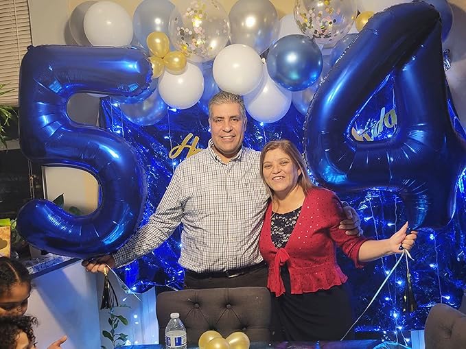 Balloon Numbers 40 Inch Foil 4 Balloons for Birthday Party Decoration, Blue Number 4 Ballon for 4, 14, 24, 40 Celebration, Birthday, Christmas, Anniversary Decor